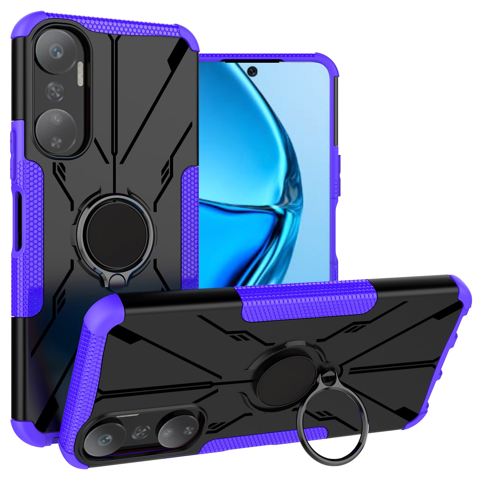 For Infinix Hot 20 4G Ring Holder Kickstand Phone Case Hard PC Soft TPU Shockproof Protective Cover For Infinix Hot 20 4G Ring Holder Kickstand Phone Case Hard PC Soft TPU Shockproof Protective Cover